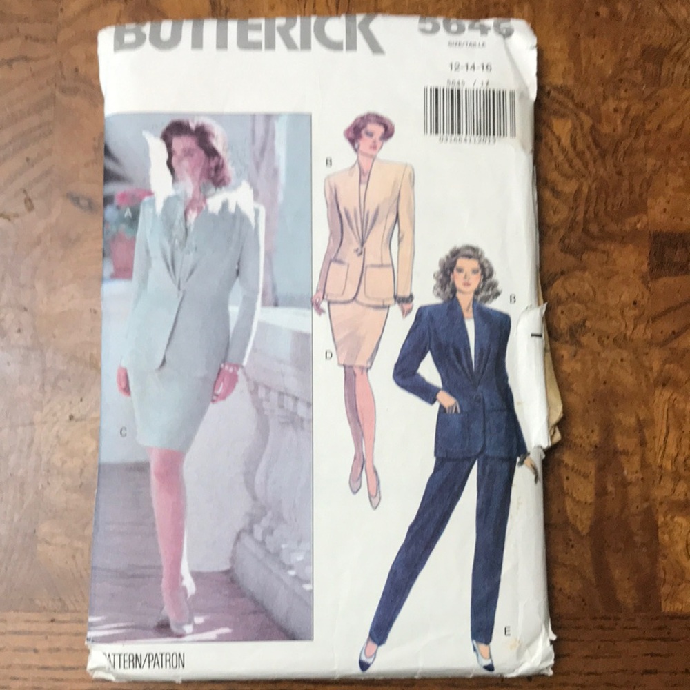 Vtge Butterick Pattern #5645 Size 12-14-16 Loose Fitting Jacket Top Skirt Pants